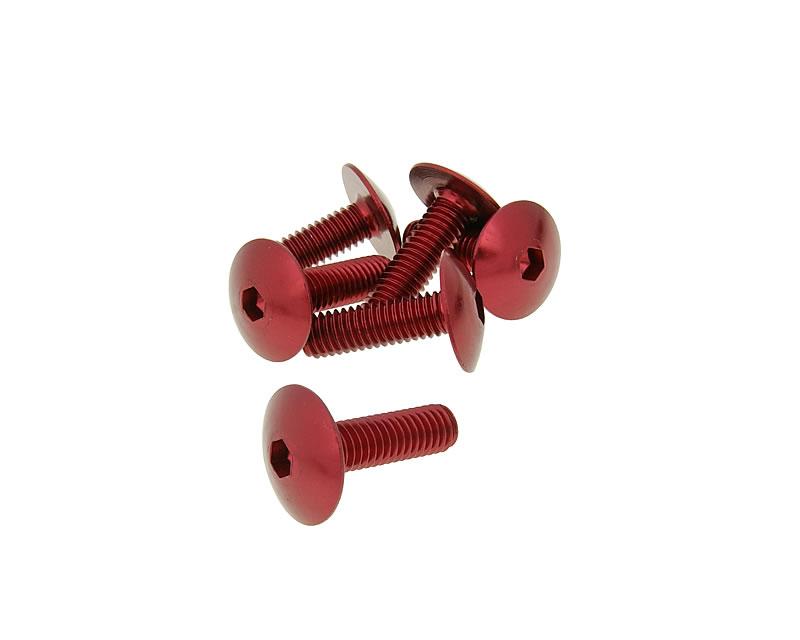 Șuruburi carenaj Vparts cap hexagonal interior M6x20 anodizat roșu set 6 bucăți universal