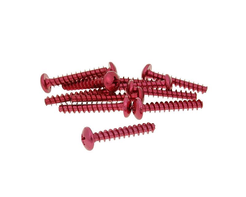 Set 12 Șuruburi Carenaj Vparts Aluminiu Anodizat Roșu M5x30 universal