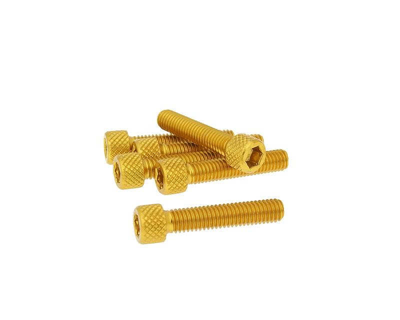 Set șuruburi Vparts hexagonale aluminiu anodizat auriu M6x30 - 6 bucăți - universal