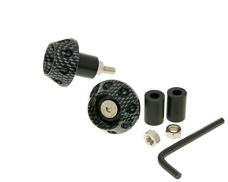 Capete ghidon Vparts antivibratii Flat 13,5 / 17,5mm cu adaptor aspect carbon universal