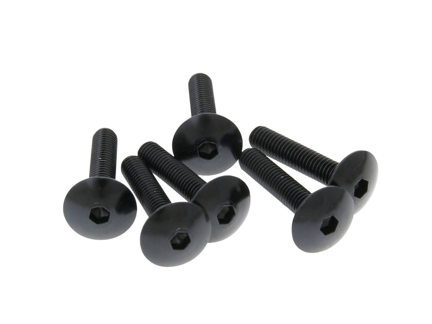 Set Șuruburi Carenaj Vparts Cap Hexagonal Interior Aluminiu Anodizat Negru M6x30 - 6 buc universal