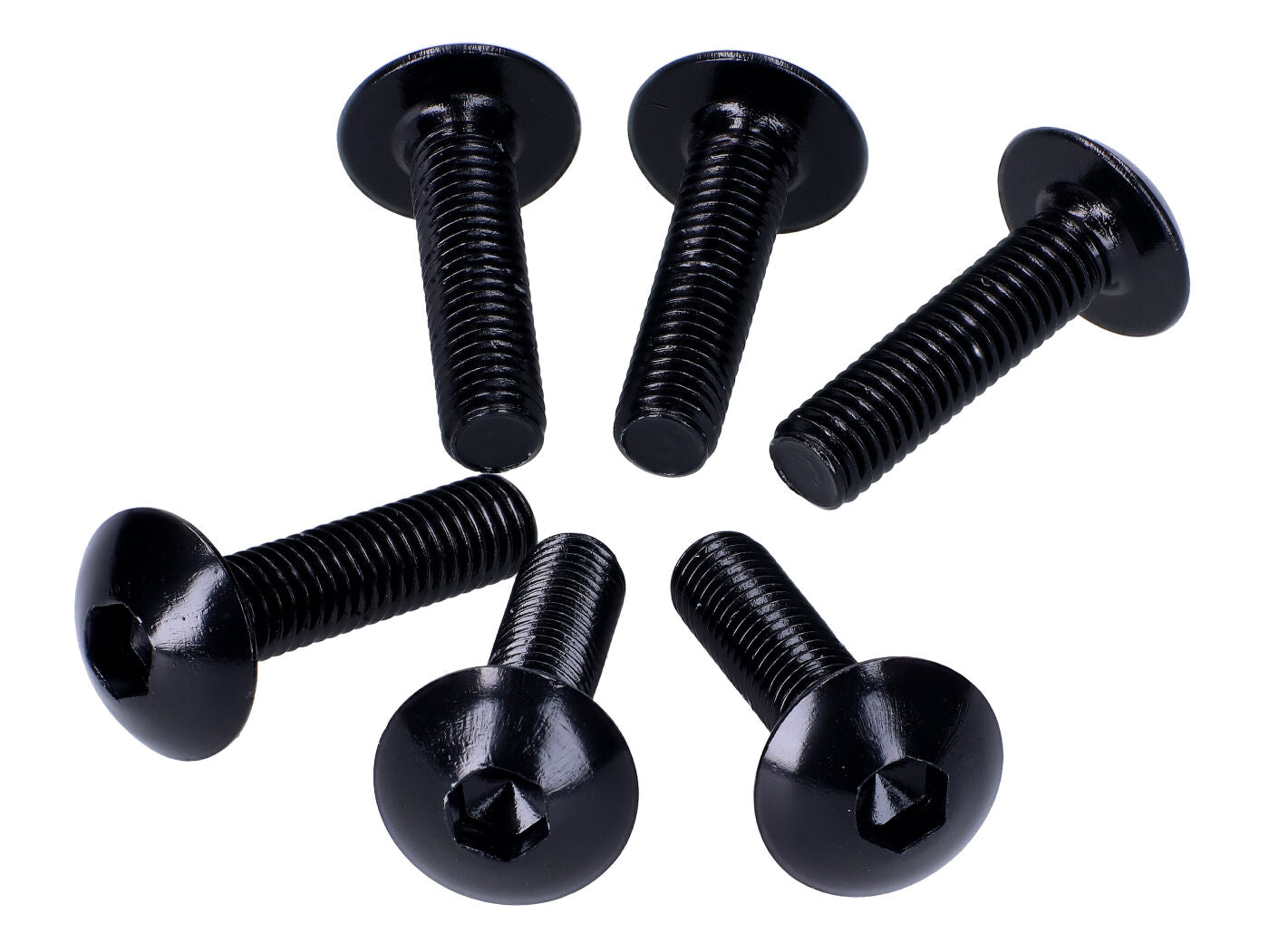 Set Șuruburi Carenaj Vparts Cap Hexagonal Aluminiu Anodizat Negru M5x20 - 6 bucăți universal