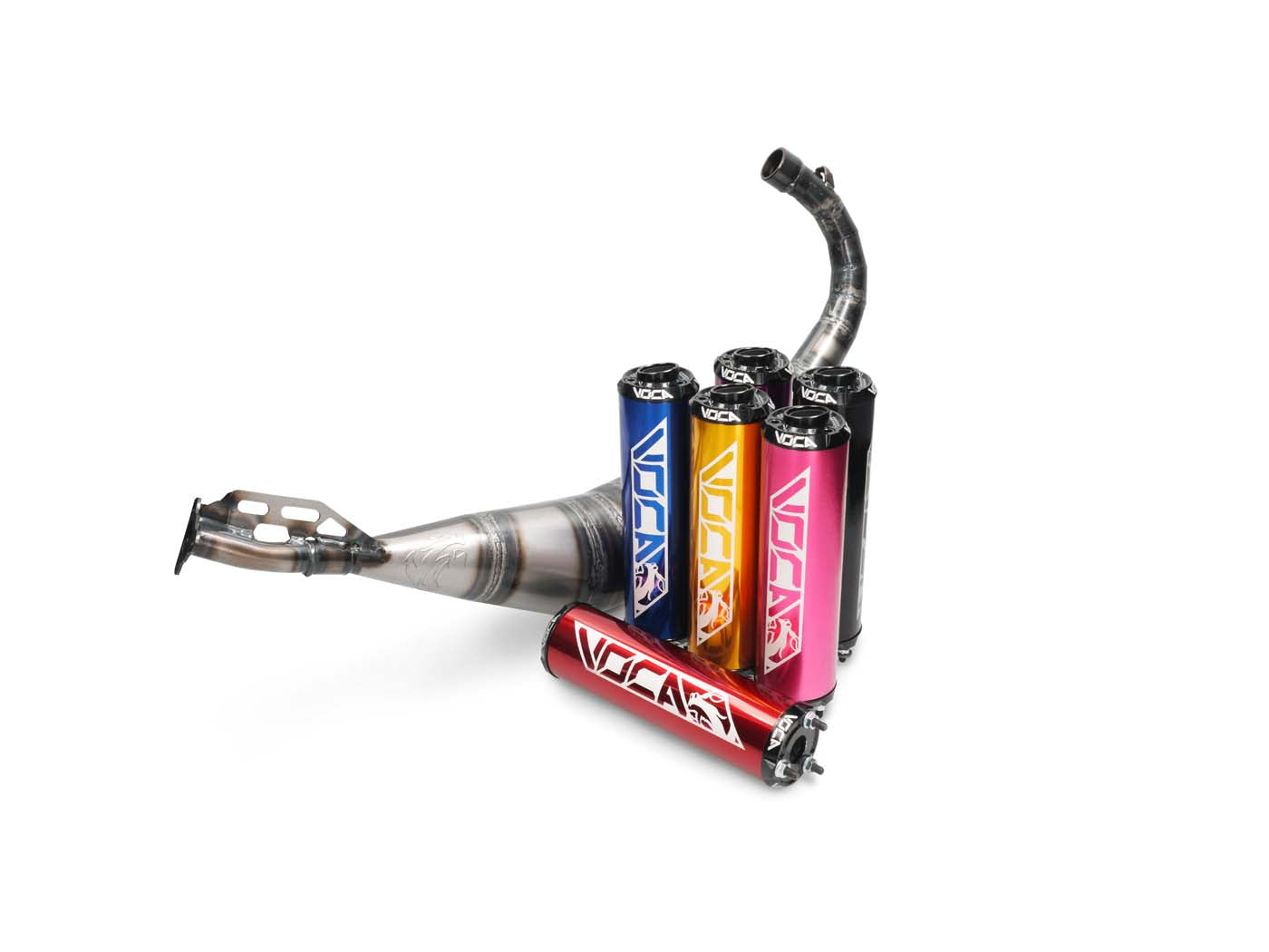 Eșapament Voca Racing Rookie 50/70cc pentru Derbi Senda, Gilera SMT/RCR, Aprilia RX/SX și alte modele