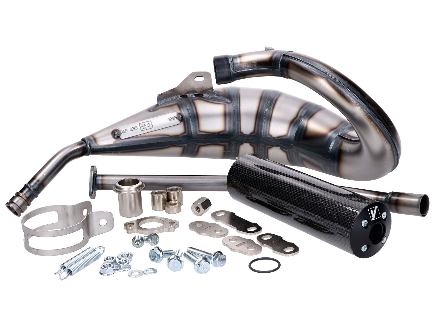 Eșapament Racing Yasuni Cross HM MAX aspect carbon pentru Derbi Senda, Gilera RCR, SMT, Aprilia RX, SX și alte modele